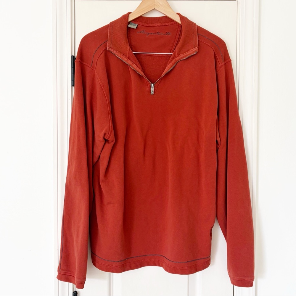L • Mens Margaritaville Burnt Orange Quarter Zip large